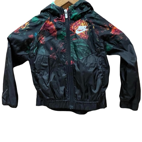 Nike kids lightweight windbreaker jacket, size 4T, blank with floral print. - Picture 1 of 3